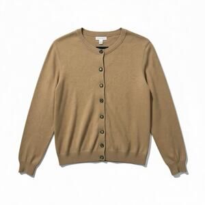 Charter Club Cotton Cardigan Rhinestone Buttons Tan Womens 100% Cotton Large